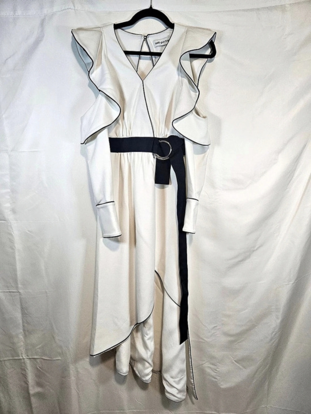 self-portrait Monochrome Asymmetric Wrap Dress White & Black US 2